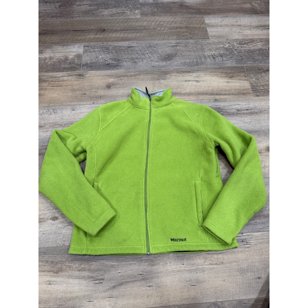 Marmot Polartec Fleece Jacket Womens‎ Large Lime Green Full Zip Outdoor